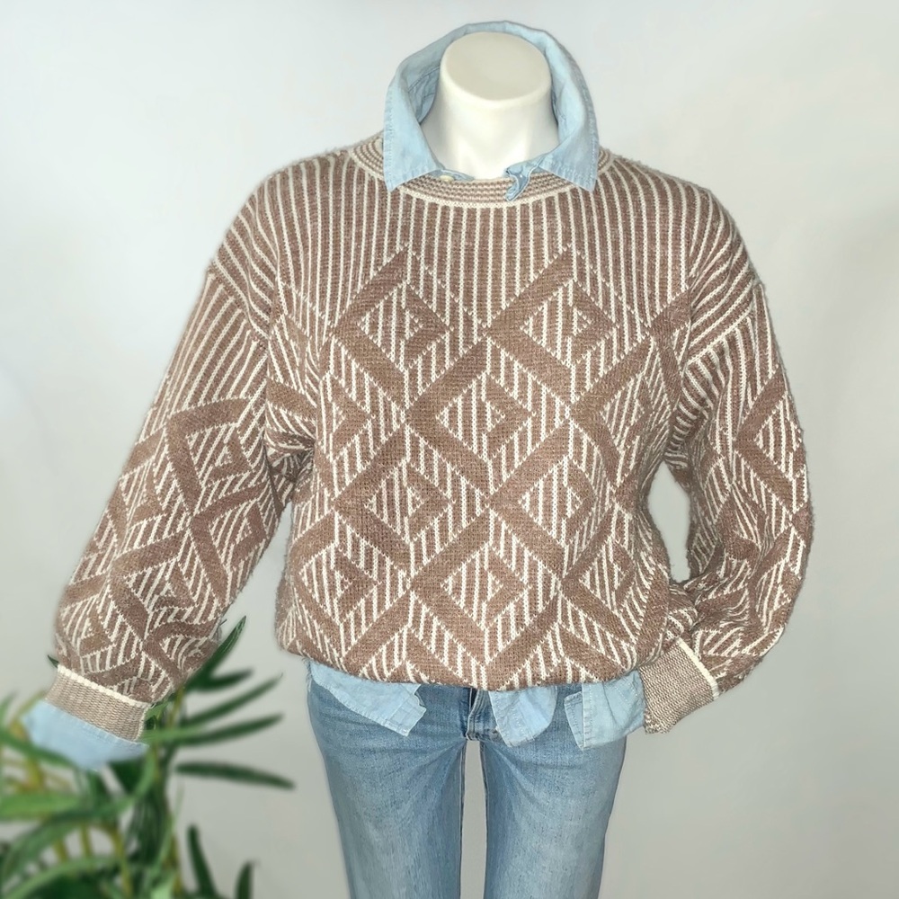 v i n t a g e :: Slouchy Geometric Wool Knit Sweater